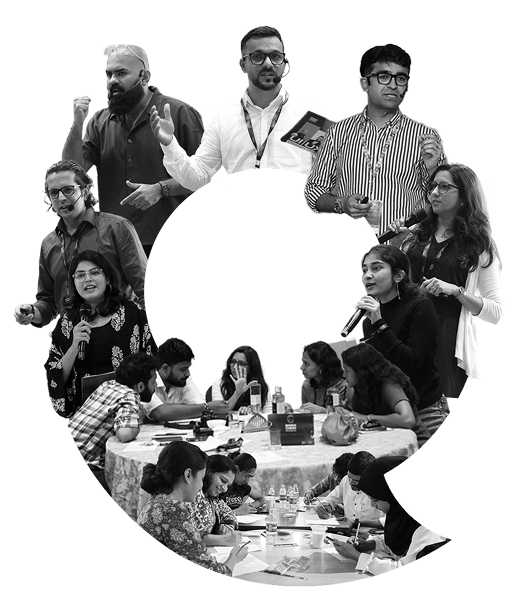 Collage of design conference speakers presenting on stage and participants collaborating in hands-on workshops during a creative and UX-focused event